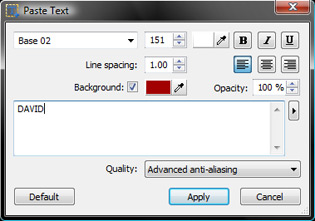 the window to enter text and set its font, style, color, and line spacing