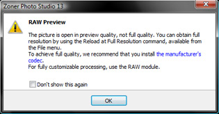Dialog RAW Preview