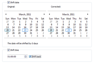 The controls for batch-shifting time and date