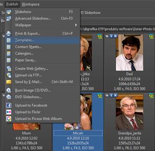 Calling up Publish | Templates… from the Manager