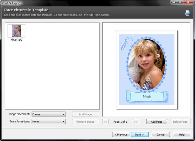 Placing (fitting) the picture into the template